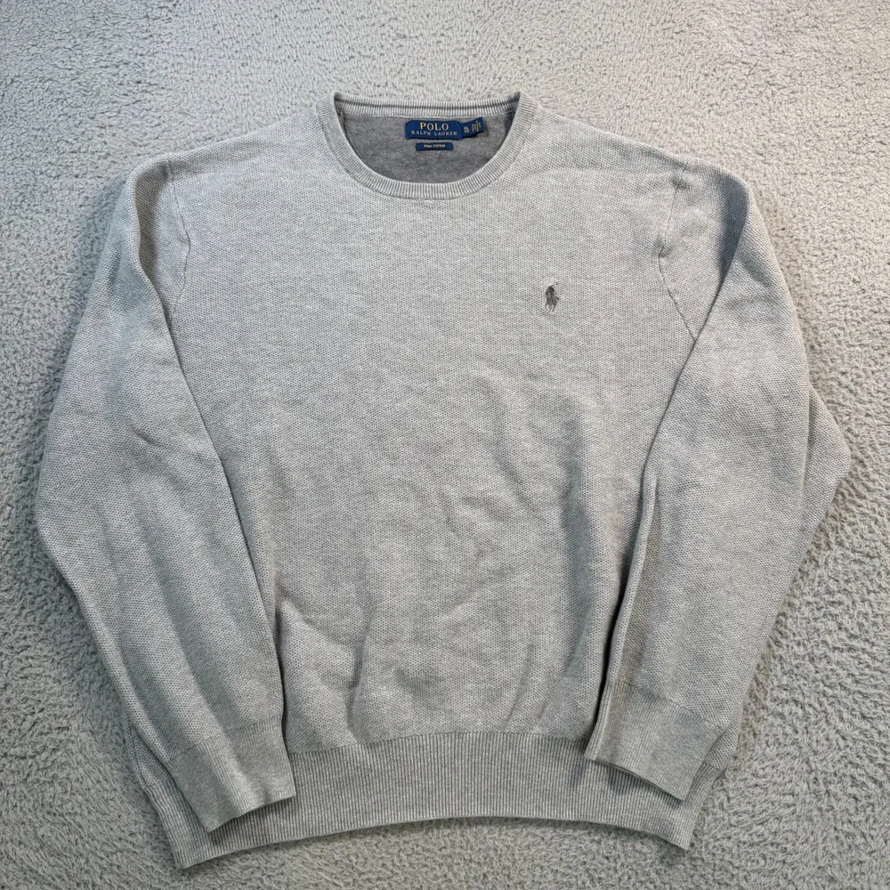 Polo Ralph Lauren Mens XL Gray Pima Cotton Crew Neck Textured Sweater 11084